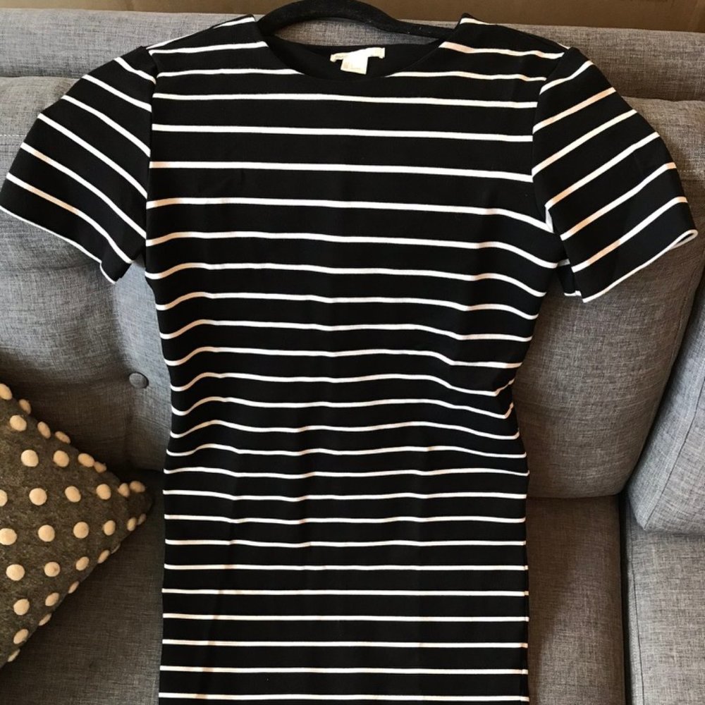 Black and white striped dress